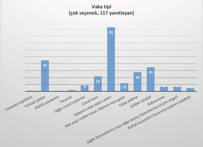 270 ihlalden 58 i cinayete teşebbüs, fiziksel şiddet, silahla yaralama, tecavüz veya diğer cinsel saldırıları içerecek