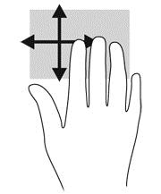 Üç parmağınızı Dokunmatik Yüzey alanına yerleştirin ve parmaklarınızı hafif ve hızlı vuruşlarla yukarı, aşağı, sola veya sağa hareket
