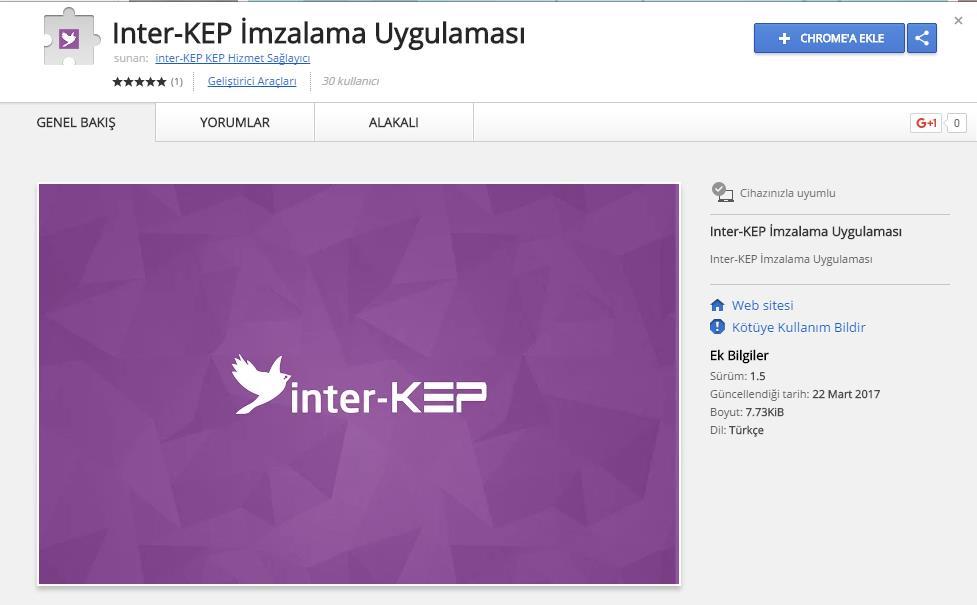 exe uygulamasını çalıştırdığınızda Chrome eklentisinin tarayıcınıza