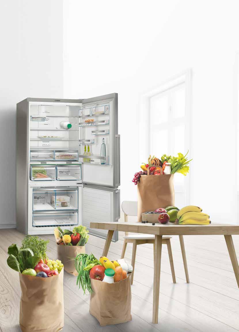 Her zaman büyük planları olanlar için. Bosch XL ve XXL buzdolapları geniş iç hacmiyle, çok daha fazla gıdayı daha uzun süre taze tutar.