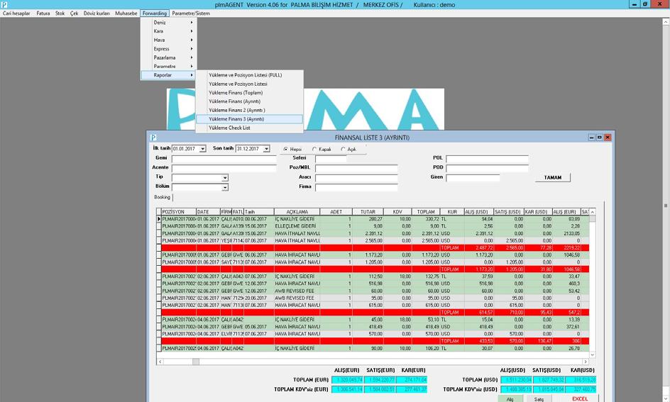 FORWARDING Raporlar Yükleme Finans 3