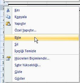 Ekle: Ekle sekmesi Excel e eklenebilecek resim, grafik, özet tablo ve köprü gibi işlevleri içerir. Ekle sekmesi seçildiğinde 5 tane grup ekrana gelir.