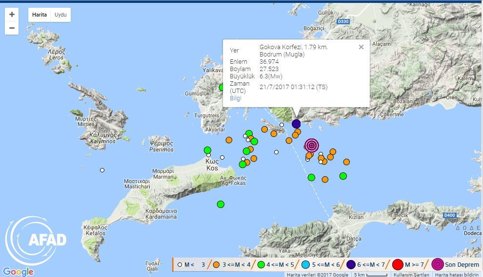 Konu: 21.07.2017, Muğla-Bodrum Açıkları Depremi BASINA VE KAMUOYUNA (Ön Bilgi Formu) Tarih-Saat: 21.07.2017 01:31(TS) Yer: Gökova Körfezi Depremi (Muğla-Bodrum Açıkları) Büyüklük: 6.