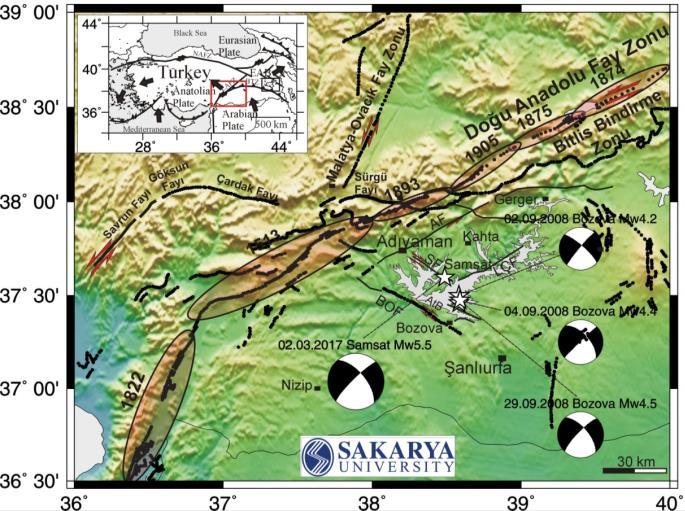 üzerinde meydana gelen ve büyüklüğü M w=5.5 olan depremdir. Kırılma Atatürk Baraj Gölü'nün kuzeydoğusunda uzanan Samsat fayında meydana gelmiştir.