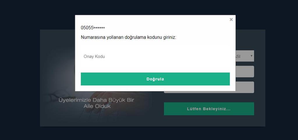 girilir ve Doğrula butonu tıklanır. Oda/Borsa üyelik kaydı esnasında verilen bilgilerin doğruluğu bu anlamda önemlidir.