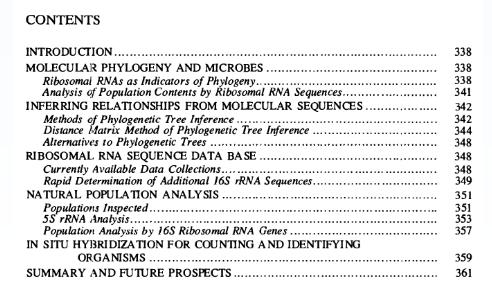 Olsen GJ, Lane DJ, Giovannoni SJ, Pace NR, Stahl DA (1986) : Microbial