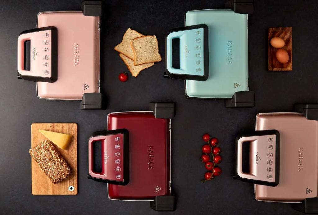 TOST MAKİNELERİ 4 Estetik Enerjik Pratik Karaca nın renkli ve çağdaş tasarımıyla enerji veren tost makineleri, pratik lezzetlerin peşinde olanlar için en ideal seçim!