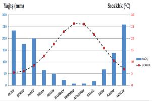 Ahmet Burak Kargı İklim Bilgisi geçer. dir. Yıllık yağış tutarı 500-1000 mm ara- Yazlar serin kışlar ılıktır. sındadır. Yağış rejimi düzensizdir Kış yağışları cepheseldir.