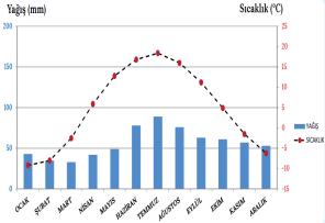 İklim Bilgisi Yağışların büyük bölümü ilkbaharda düşer, yazlar kurak geçer. Yazlar sıcak ve kurak, Kışın kar yağışları Kışlar çok soğuk geçer ve uzun sürer. Yazlar ise kısa ve sıcak.
