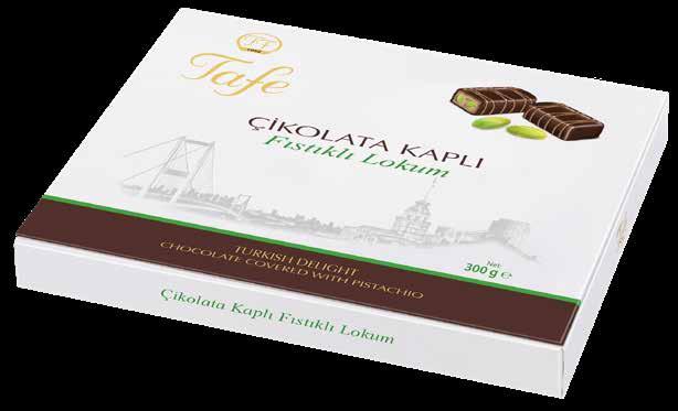 Net:300g ÇİKOLATA KAPLI FISTIKLI LOKUM CHOCOLATE COVERED TURKISH