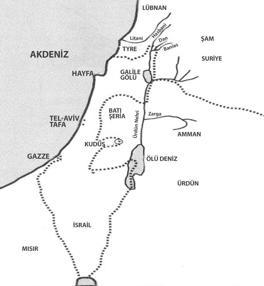 Filistin İçin Siyonist Teklifi (1919) ve BM Planı (1947) Kaynak: Bilen, s. 17.