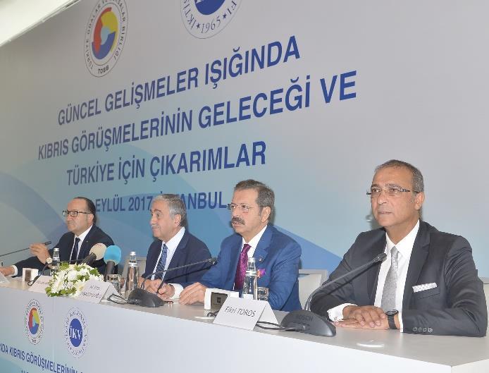 Rifat Hisarcıklıoğlu, İKV Başkanı Ayhan Zeytinoğlu ve Kıbrıs Türk Ticaret Odası Başkanı Fikri Toros un katılımıyla İstanbul da gerçekleştirildi. TOBB Başkanı M.