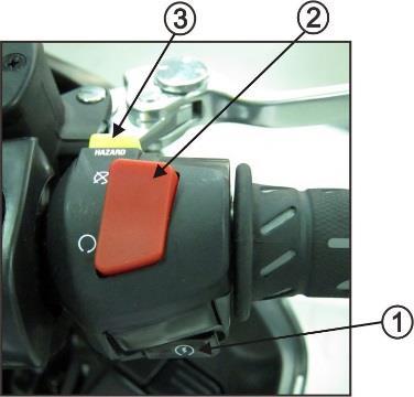 Sağ Kumanda Düğmeleri Marş Düğmesi (1) Motosikleti çalıştırmak için öncelikle kontak anahtarını konumuna çevirin ve arkasından marş düğmesine basın.