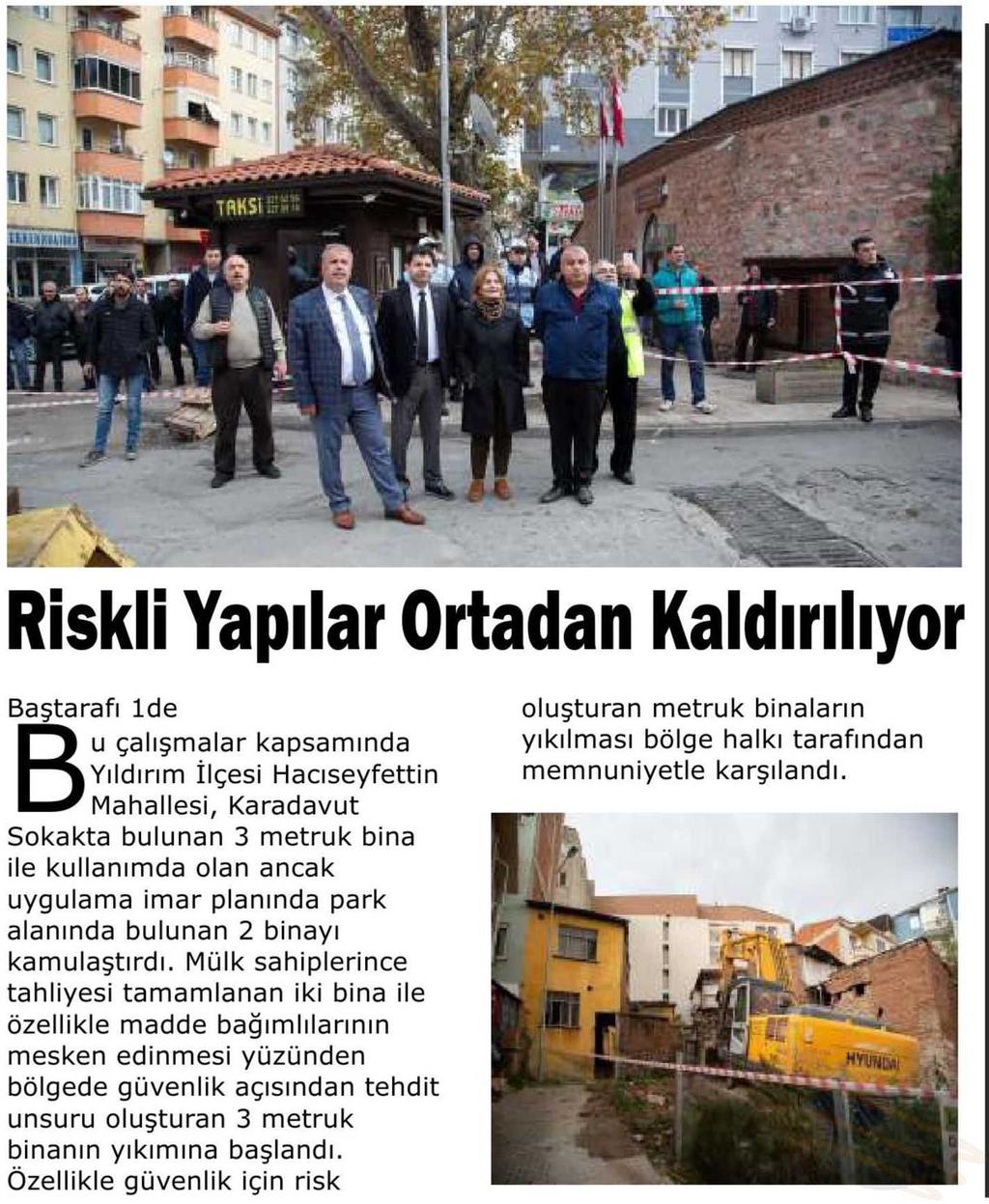 RISKLI YAPILAR ORTADAN KALDIRILIYOR Yayın Adı : Mücadele Gazetesi