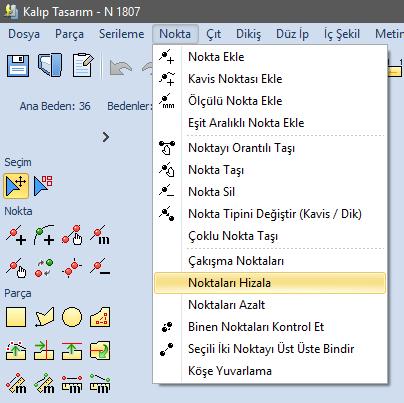 Kalıp Tasarım ekranında; Parçalar yan kalıp barına gelir, sırasıyla yan bardan parça resmi bir kere tıklanarak ekrana alınır.