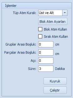 Tablonun sağ kısmındaki işlemler bölümünden süre kısmına istenen Süre verilerek Süper Pastal çalıştırılır ve otomatik dizilim başlatılır.