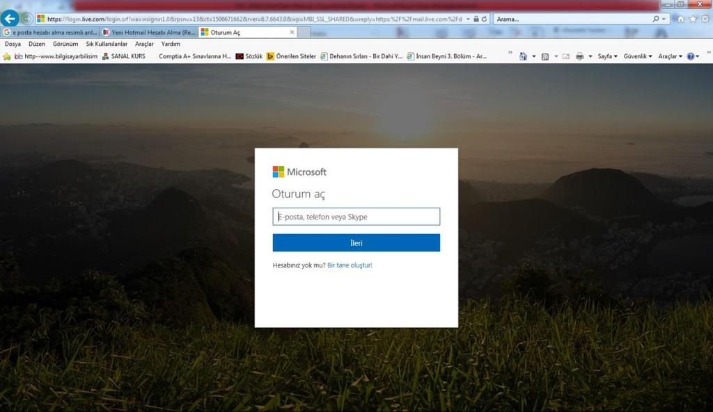 Bir Hotmail E-Posta Hesabı Almak İçin www.hotmail.