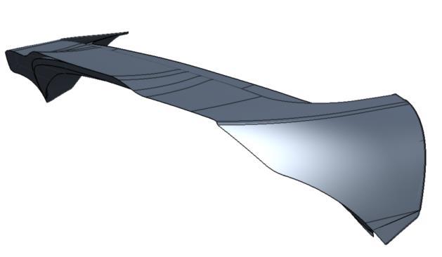 tasarım oluşturulmuştur. 3D yeni spoyler geometrisi CATIA V5-6R2015 bilgisayar destekli tasarım programında yapılmıştır (Şekil 3). 3D CAD Spoyler Kalıp Tasarımı ve Üretimi Şekil 3.