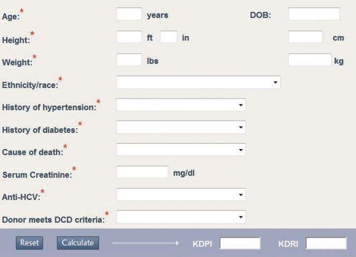 Calculator of the KDRI and KDPI http://optn.transplant.
