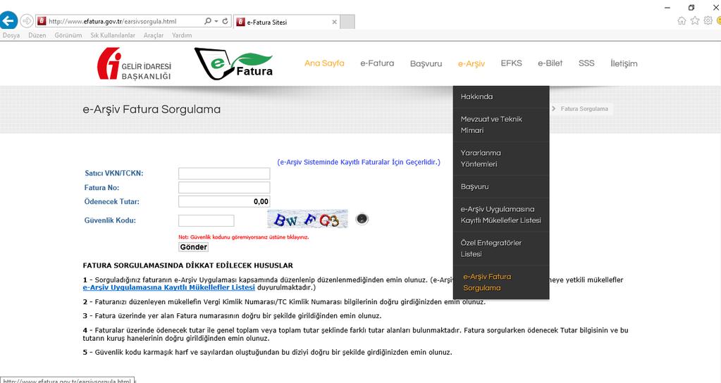 3. e-arşiv Fatura : 3.5.