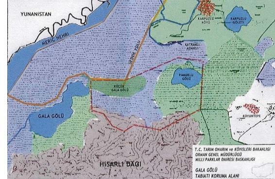 60 Resim 2. Gala Gölü Kaynak: Dökmeci, Handan; Gala Gölü ve Gölü Besleyen Su Kaynaklarında Ağır Metal Kirliliğinin Araştırılması, Edirne 2005, s.17.