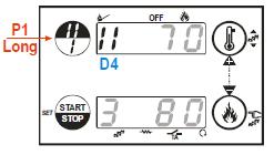 Užívateľské menu - nastavenia Výber paliva a spôsob horenia Dlhým stlačením gombíka P1 viete zmeniť spôsob Displej D4 Vám zobrazí vybraný spôsob (I=Recipe 1; II=