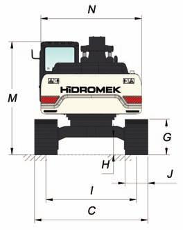 060 mm G - Palet Yüksekliği 940 mm H - Minimum Zemin Boșluğu 470 mm I - Palet Eksenleri Arası Mesafe 2.390 mm J - Pabuç Genișliği 600 / *700 / 800 mm K - Alt Șase Uzunluğu (Palet Üzerinden) 4.