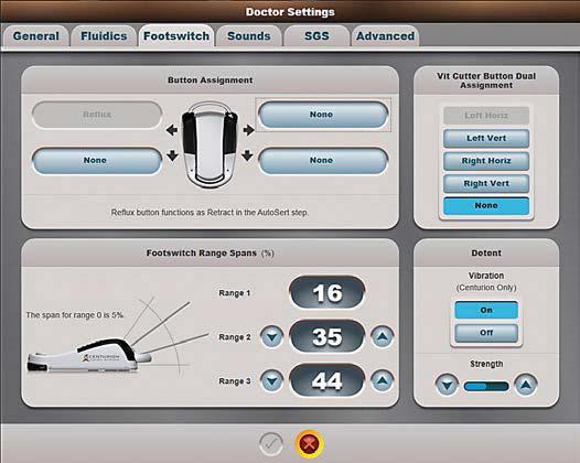 Şekil 2-7 Doctor Settings (Doktor Ayarları) İletişim Ekranı - Footswitch (Ayak Pedalı) Sekmesi Şekil 2-8 Doctor Settings (Doktor Ayarları) İletişim Ekranı- Düğme Atama Seçimleri Düğme Atama