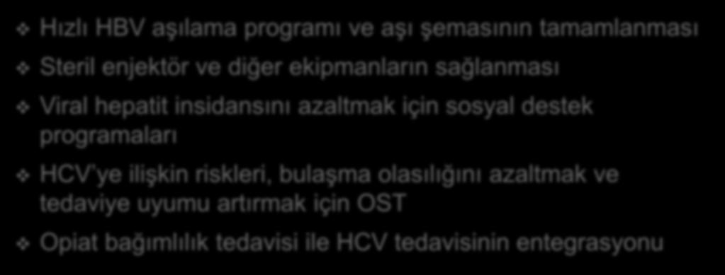 destek programaları HCV ye ilişkin riskleri, bulaşma olasılığını azaltmak ve tedaviye