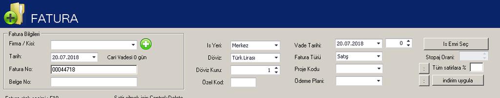 SatınAlma Modülü SatınAlma Faturası Nasıl Oluşturulur? SatınAlma Faturası oluşturmak için sol tarafta yer alan menülerden SatınAlma menüsüne tıklayın.