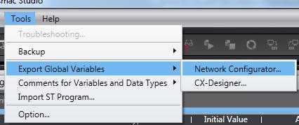 Sysmac Studio da Tools>Export Global Variables>Network Configurator menü/seçenekleri ile bu taglar.csv uzantılı bir dosyaya ( MX2-NJ-Tags.csv ) aktarılır. 6.