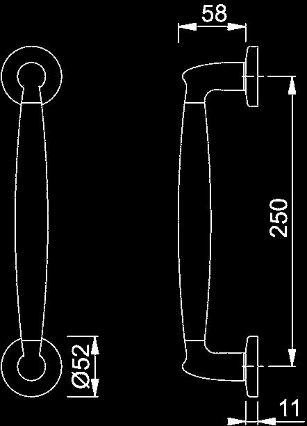 M5170/19 HOPPE Pirinç çekme kol, düz formlu, rozetli: Sabitleme: Gizli, genel amaç vidası 2493451 3126207 HOPPE Çekme Kol Tek Parça