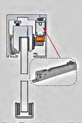 içerisinde barındırdığı sönümleme (damper) sistemi ile cam kapının