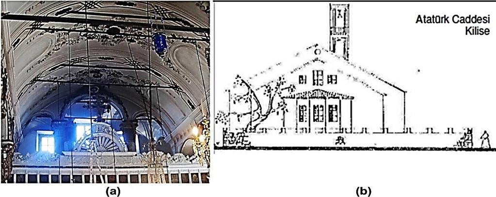 Bozcaada Kimisis Teodoku Rum Ortodoks Kilisesi Şekil 9. (a) Apsiste bulunan sütunların naostan görünüşü; (b) Atatürk Caddesi nden bakıldığında kilisenin apsisi (Erdinç, 20