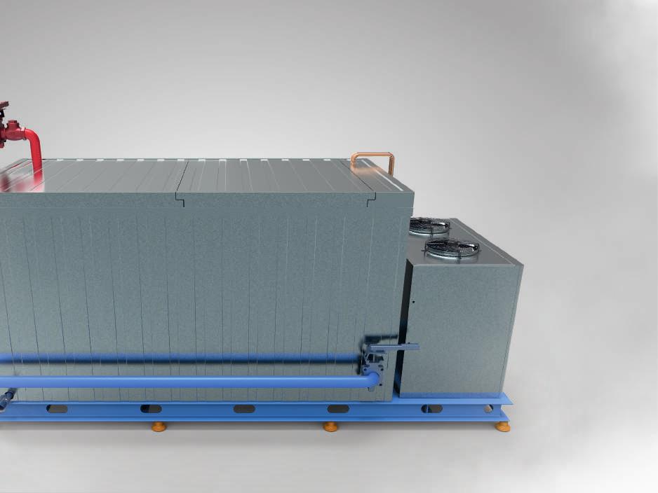 The high cooling capacity needed in a limited time frame is covered by our water cooling devices with ice accumulation and the milk is cooled quickly and stored in isolated milk tanks.