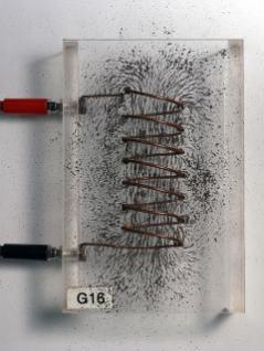Deney Düzeneği 3: Solenoid kullanarak Manyetik Alanı ve Alan Çizgilerini Gözlemlemek 1) Yandaki gibi bir solenoidin iki ucuna bir pil ya da güç kaynağı bağlayarak solenoid üzerine sarılı telden bir