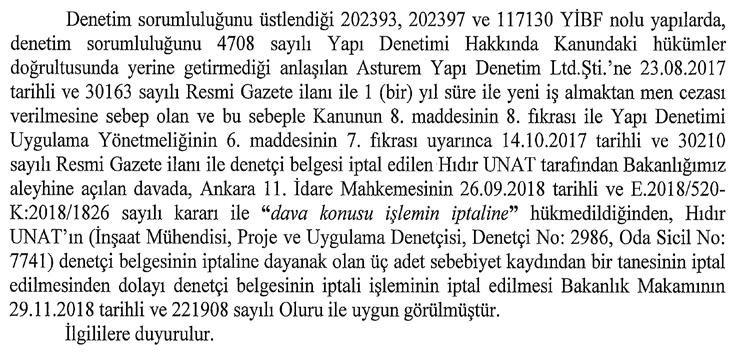 Sayfa : 120 RESMÎ GAZETE 4 Aralık 2018 Sayı : 30615