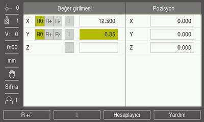 9 Frezelemeye özgü işlemler Hedef konuma önayar yapma 9.5.1 Mutlak mesafe önayarı Örnek Mutlak konum kullanarak sıfır değeri gösterecek şekilde iki yöne hareket ettirerek dirsek frezeleme.