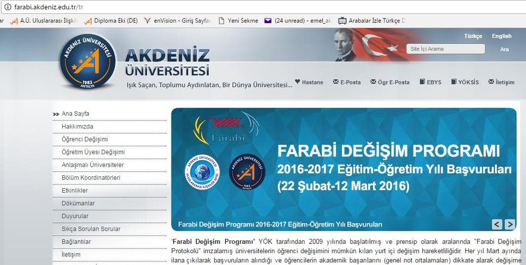 Farabi Değişim Programı Web