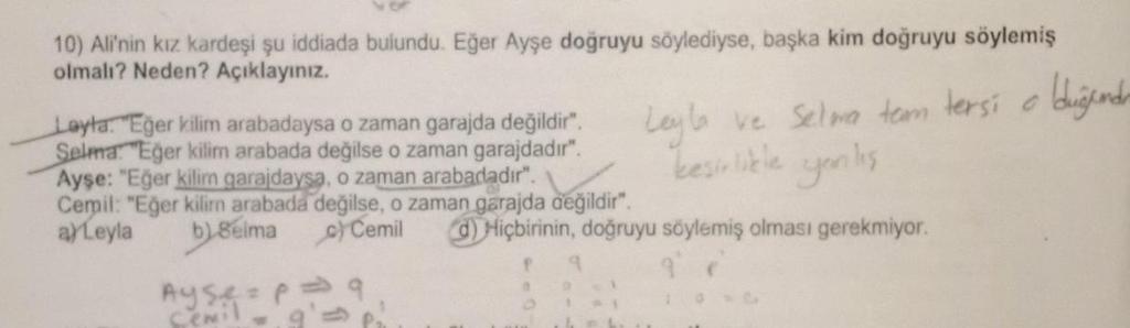 Bu yüzden bu cevap rubriğe göre ÇYY seviyesinde yani 3 puan olarak değerlendirilmiştir. Şekil 4.23: Ö15 verdiği cevap.