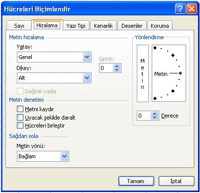 kullanılır. 1 2 Hücreleri Hizalama ve Birleştirme: 1.