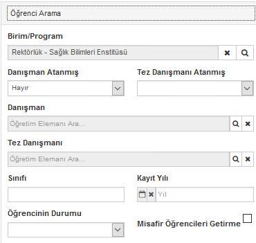 Öğrenci Listele Bir çok kriterde öğrenci araması yapılabilir. Öğrenci listeleme Öğrenci Arama ve Detaylı Öğrenci Arama başlıkları altından yapılabilir.