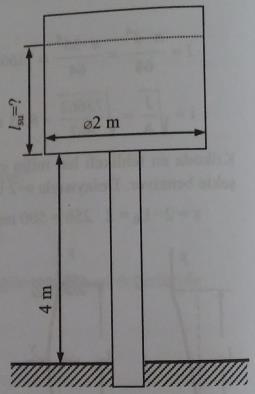 54 Soru 9: Aşağıda şekli verilen, 2 m iç çapa sahip silindirik su deposunun kütlesi yaklaşık 500 kg olarak bilinmektedir.