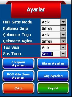 9.2.2.4. Tuş Sesi Ayarları Cihaz tuş sesini açık veya kapalı olarak kullanılabilir.