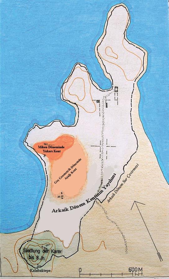 Sinan Paksoy Şekil 18: Arkaik Dönemde Miletos Kenti (Hoephner 2011, fig. 31). Şekil 19: Miletos, Kalabaktepe Üzerinde MÖ 7.