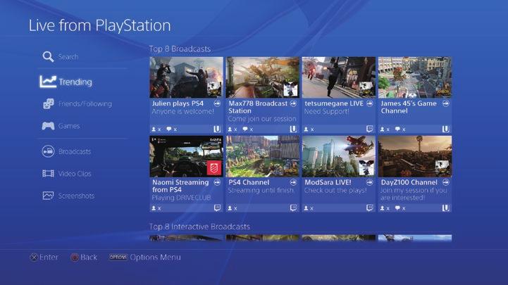 Paylaşılan oyunları görüntüleme ' (PlayStation'dan Canlı Yayın) özelliğini kullanarak diğer oyuncularla paylaşılan yayınları, video klipleri veya ekran görüntülerini görüntüleyin.