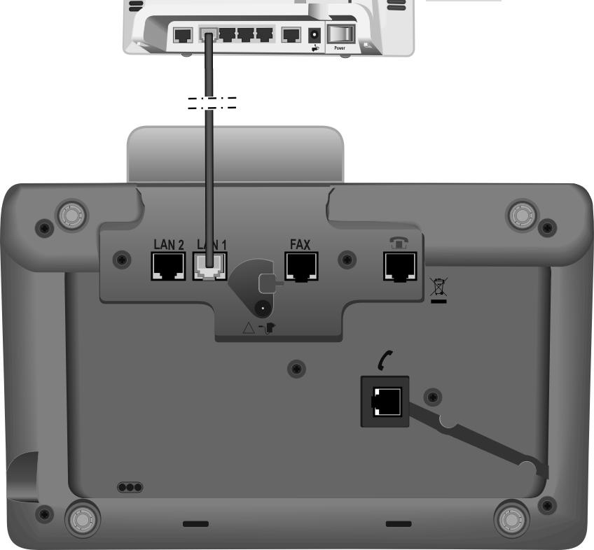 İlk adımlar 3 1 2 1 Birlikte verilen Ethernet kablosunun (2 RJ45 Western-Modular fişli Cat 5) bir ucunu arkadan muhafazadaki girintiye sokun.