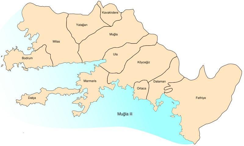 6. ÖZEL VERİLER 6.1. Muğla İli Muğla deniz, göl, dağ ve ormanın içiçe bulunduğu; balı, balığı, kumsalları ve tarihî zenginliğiyle şöhret yapan; Türkiye'nin en uzun deniz kıyısına sahip ili.