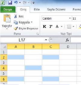 Bitişik olmayan hücreleri seçmek istediğinizde ise klavyeden Ctrl tuşunu kullanmalısınız. Ctrl tuşuna basılı tutarak fare ile seçtiğiniz veya tıkladığınız hücreler, Resim 2.