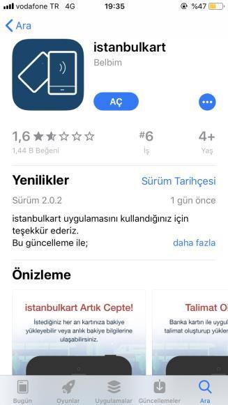 istanbulkart Mobil Uygulama ikonu Telefonunuzda yer alan istanbulkart Mobil Uygulama ikonuna tıklanarak, uygulama açılır (Bknz. Şekil 1).